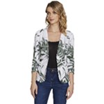 Abstract Art Tropical Leaves Women s One-Button 3/4 Sleeve Short Jacket