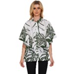 Abstract Art Tropical Leaves Women s Batwing Button Up Shirt