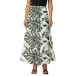 Abstract Art Tropical Leaves Tiered Ruffle Maxi Skirt