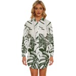 Abstract Art Tropical Leaves Womens Long Sleeve Shirt Dress