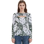 Abstract Art Tropical Leaves Women s Cut Out Long Sleeve T-Shirt