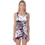 Abstract Art Tropical Leaves One Piece Boyleg Swimsuit