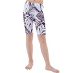 Abstract Art Tropical Leaves Kids  Mid Length Swim Shorts