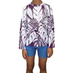 Abstract Art Tropical Leaves Kids  Long Sleeve Swimwear