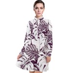 Abstract Art Tropical Leaves Long Sleeve Chiffon Shirt Dress