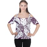 Abstract Art Tropical Leaves Cutout Shoulder T-Shirt