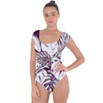 Abstract Art Tropical Leaves Short Sleeve Leotard 