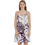 Abstract Art Tropical Leaves Mini Camis Dress With Pockets