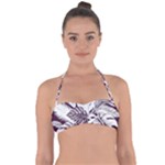 Abstract Art Tropical Leaves Tie Back Bikini Top