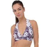 Abstract Art Tropical Leaves Halter Plunge Bikini Top