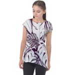 Abstract Art Tropical Leaves Cap Sleeve High Low Top