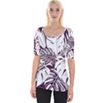 Abstract Art Tropical Leaves Wide Neckline T-Shirt