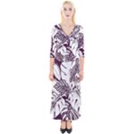 Abstract Art Tropical Leaves Quarter Sleeve Wrap Maxi Dress