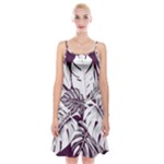 Abstract Art Tropical Leaves Spaghetti Strap Velvet Dress