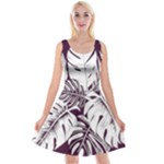 Abstract Art Tropical Leaves Reversible Velvet Sleeveless Dress