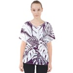 Abstract Art Tropical Leaves V-Neck Dolman Drape Top