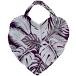 Abstract Art Tropical Leaves Giant Heart Shaped Tote