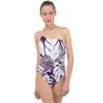 Abstract Art Tropical Leaves Classic One Shoulder Swimsuit