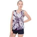 Abstract Art Tropical Leaves Bubble Hem Chiffon Tank Top