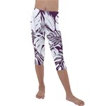 Abstract Art Tropical Leaves Kids  Lightweight Velour Capri Leggings 