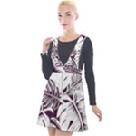 Abstract Art Tropical Leaves Plunge Pinafore Velour Dress