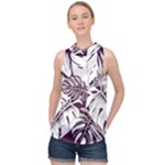 Abstract Art Tropical Leaves High Neck Satin Top