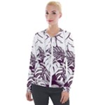 Abstract Art Tropical Leaves Velvet Zip Up Jacket