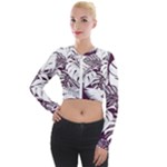 Abstract Art Tropical Leaves Long Sleeve Cropped Velvet Jacket