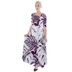 Abstract Art Tropical Leaves Half Sleeves Maxi Dress