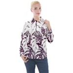 Abstract Art Tropical Leaves Women s Long Sleeve Pocket Shirt