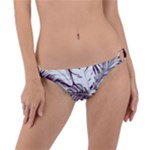 Abstract Art Tropical Leaves Ring Detail Bikini Bottoms