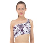 Abstract Art Tropical Leaves Spliced Up Bikini Top 