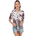 Abstract Art Tropical Leaves Tie Front Shirt 