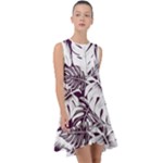 Abstract Art Tropical Leaves Frill Swing Dress