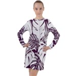 Abstract Art Tropical Leaves Long Sleeve Hoodie Dress