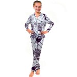 Abstract Art Tropical Leaves Kids  Satin Long Sleeve Pajamas Set