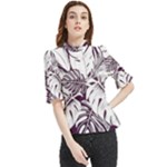 Abstract Art Tropical Leaves Frill Neck Blouse