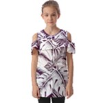 Abstract Art Tropical Leaves Fold Over Open Sleeve Top