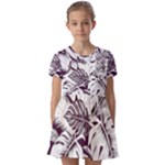 Abstract Art Tropical Leaves Kids  Short Sleeve Pinafore Style Dress