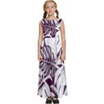 Abstract Art Tropical Leaves Kids  Satin Sleeveless Maxi Dress