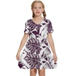 Abstract Art Tropical Leaves Kids  Short Sleeve Tiered Mini Dress