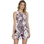 Abstract Art Tropical Leaves Sleeveless High Waist Mini Dress