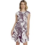 Abstract Art Tropical Leaves Cap Sleeve High Waist Dress