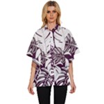 Abstract Art Tropical Leaves Women s Batwing Button Up Shirt