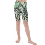 Abstract Art Tropical Leaves Kids  Mid Length Swim Shorts