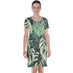 Abstract Art Tropical Leaves Short Sleeve Nightdress