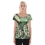 Abstract Art Tropical Leaves Cap Sleeve Top