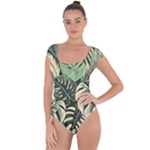 Abstract Art Tropical Leaves Short Sleeve Leotard 