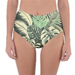 Abstract Art Tropical Leaves Reversible High-Waist Bikini Bottoms