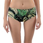 Abstract Art Tropical Leaves Reversible Mid-Waist Bikini Bottoms